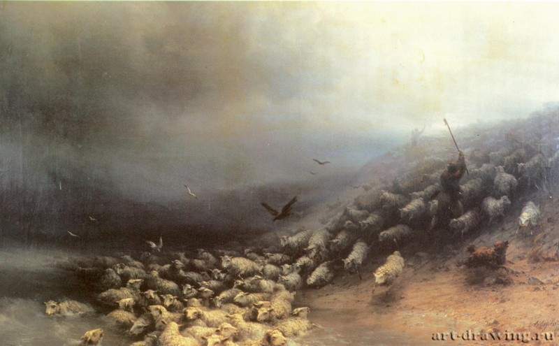 Отара овец в бурю. 1861 - Flock of sheep in a storm. 1861
76 х 125 смХолст, маслоРомантизм, реализмРоссияНью-Йорк. Собрание А. Шагиняна